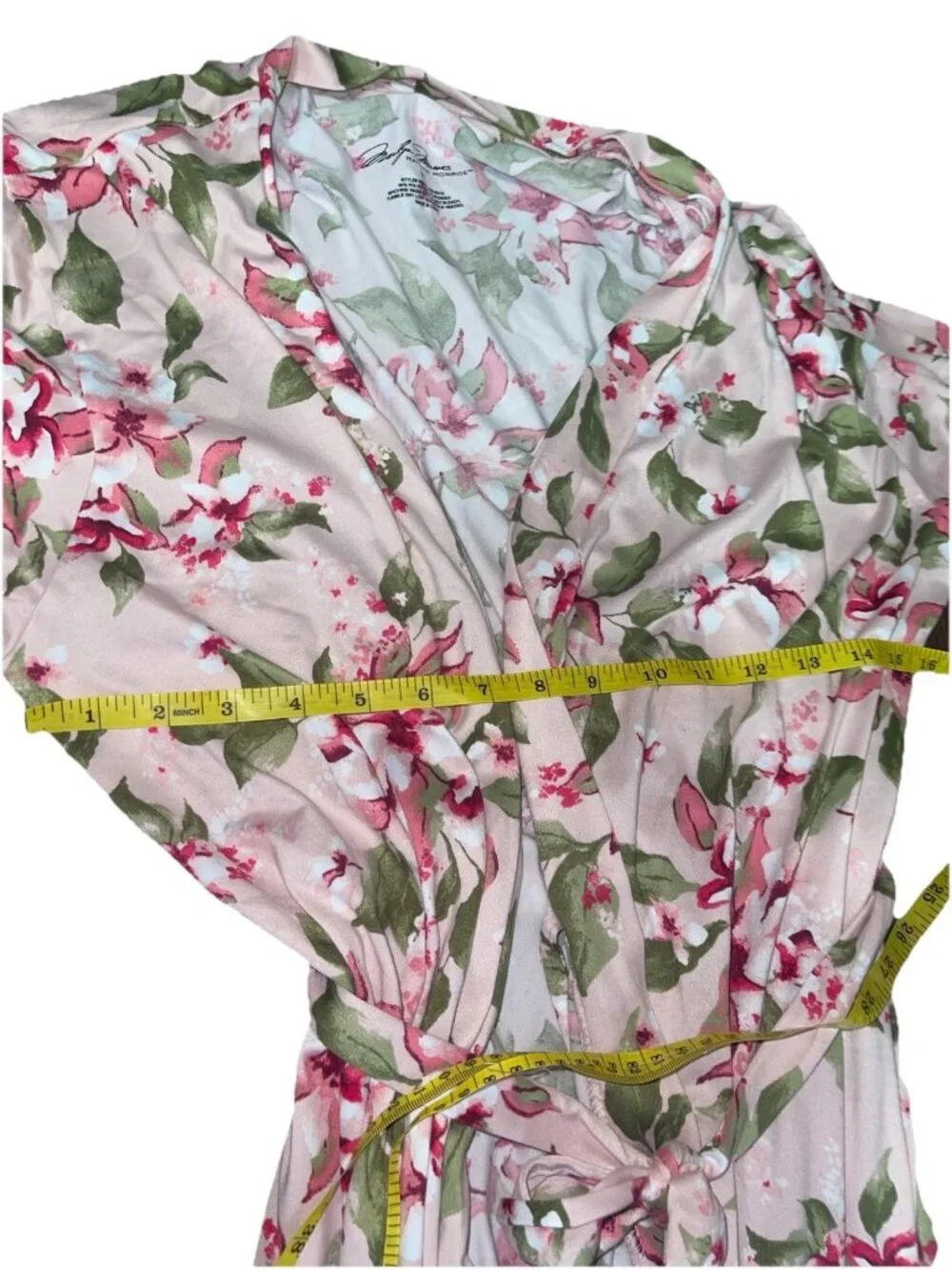 MARILYN MONROE Women's Size XL Pink Floral Dressing Gown Robe & Pajama Top Set